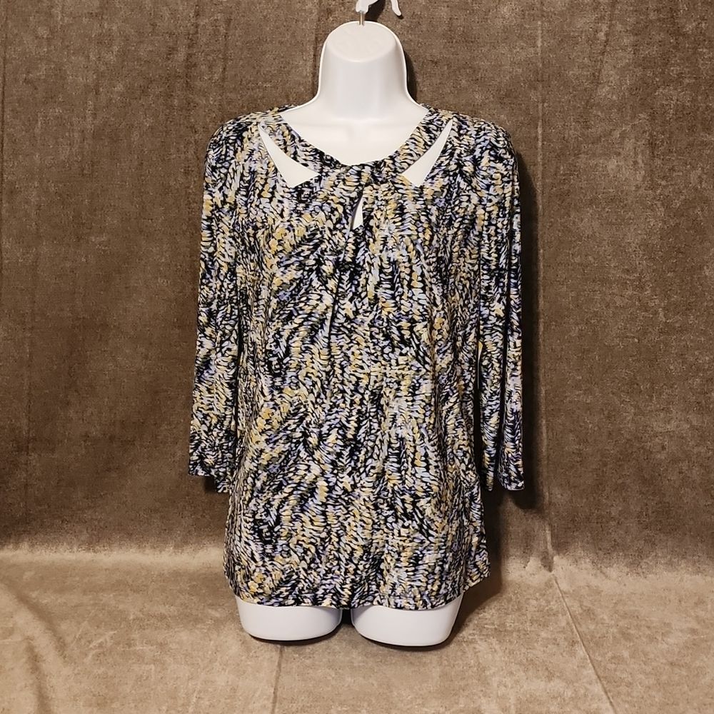 Kasper Printed Twist-Neck Top